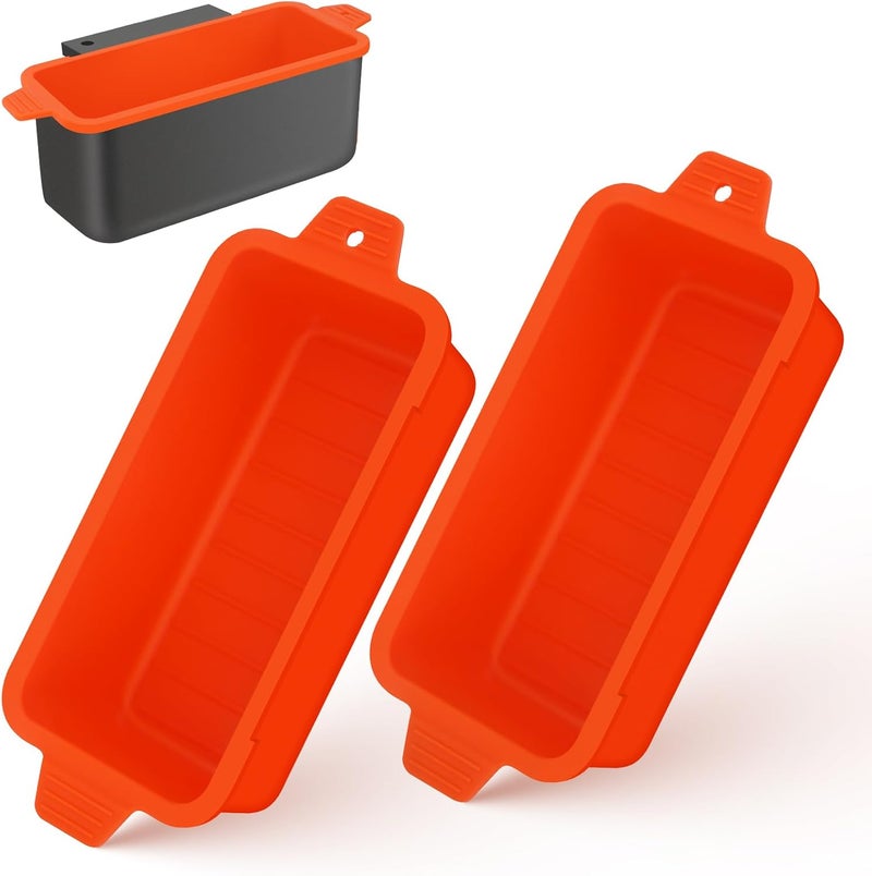 Oliggive 2 PCS Silicone Grease Cup Liners for Blackstone 36 28 22 17 Inch Griddle,Reusable Grease Catcher Cup Liner Grill Grease Tray,Durable Drip Pans Blackstone Griddle Accessories,Orange - Image 1